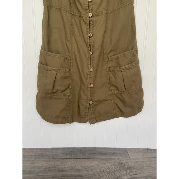 Pilcro Dress Size Small Army Green Mini Button Down 100% Cotton Anthropologie - Picture 4 of 7
